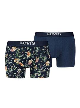 Pack boxer Levis Flower blu per uomo.