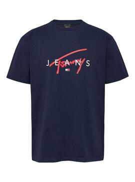 Maglietta Tommy Jeans Signature Twist blu marino per uomo