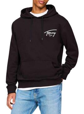 Felpa Tommy Jeans Logo Signature Nero