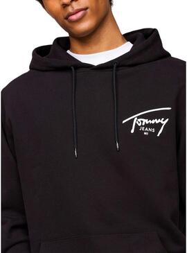 Felpa Tommy Jeans Logo Signature Nero