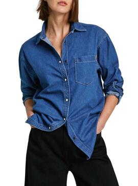 Camicia Pepe Jeans Boyfriend blu per donna