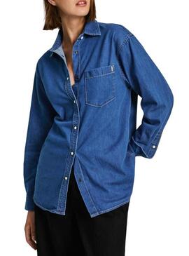 Camicia Pepe Jeans Boyfriend blu per donna