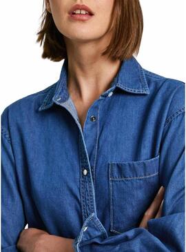 Camicia Pepe Jeans Boyfriend blu per donna