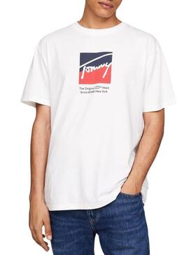 Maglietta Tommy Jeans Reg RWB bianca per uomo