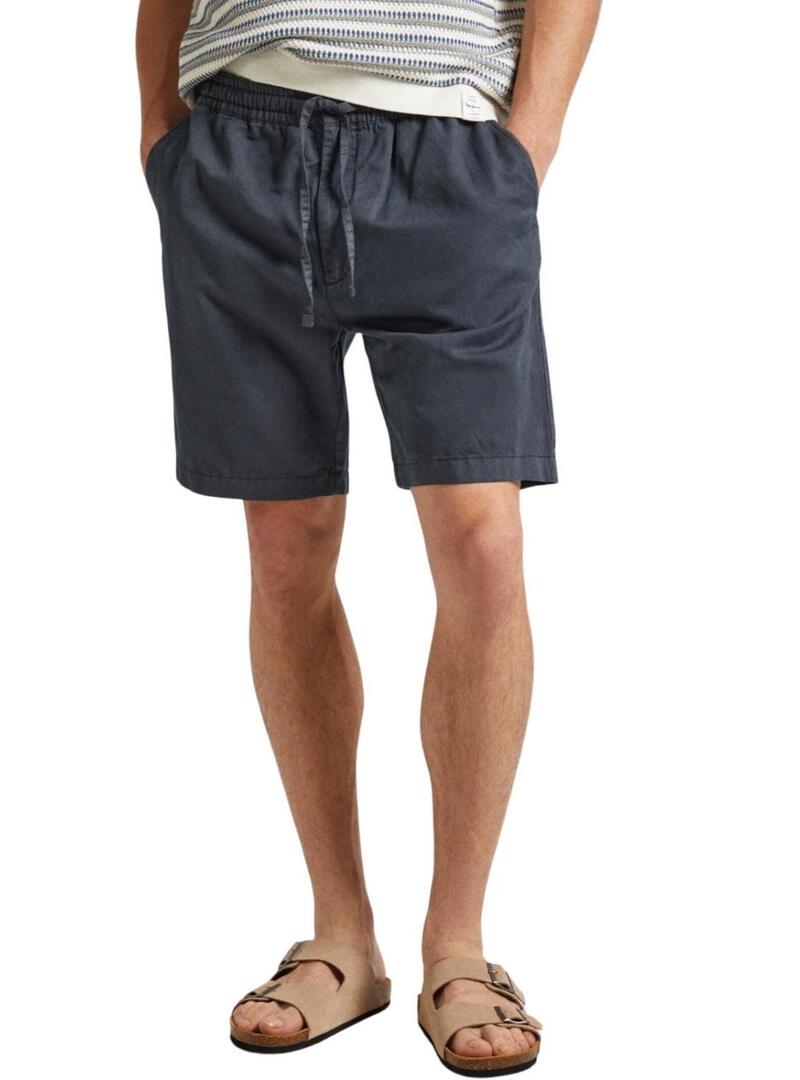 Shorts Pepe Jeans in lino blu marino per uomo.