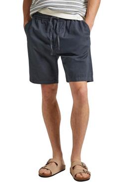 Shorts Pepe Jeans in lino blu marino per uomo.