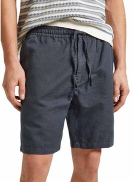 Shorts Pepe Jeans in lino blu marino per uomo.