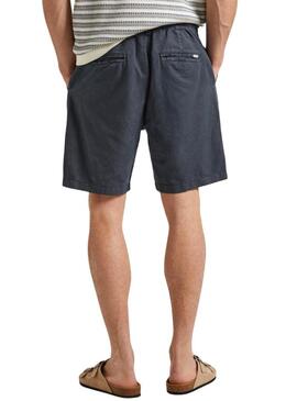 Shorts Pepe Jeans in lino blu marino per uomo.