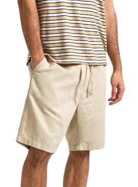 Shorts Pepe Jeans Lino Beige per Uomo