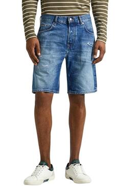 Shorts Pepe Jeans Repair Blu per uomo.