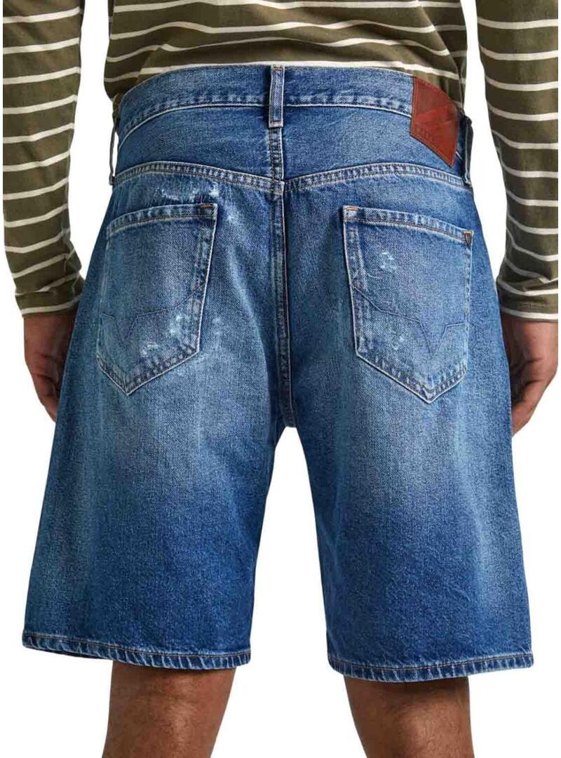 Shorts Pepe Jeans Repair Blu per uomo.