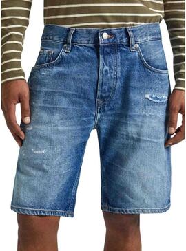 Shorts Pepe Jeans Repair Blu per uomo.