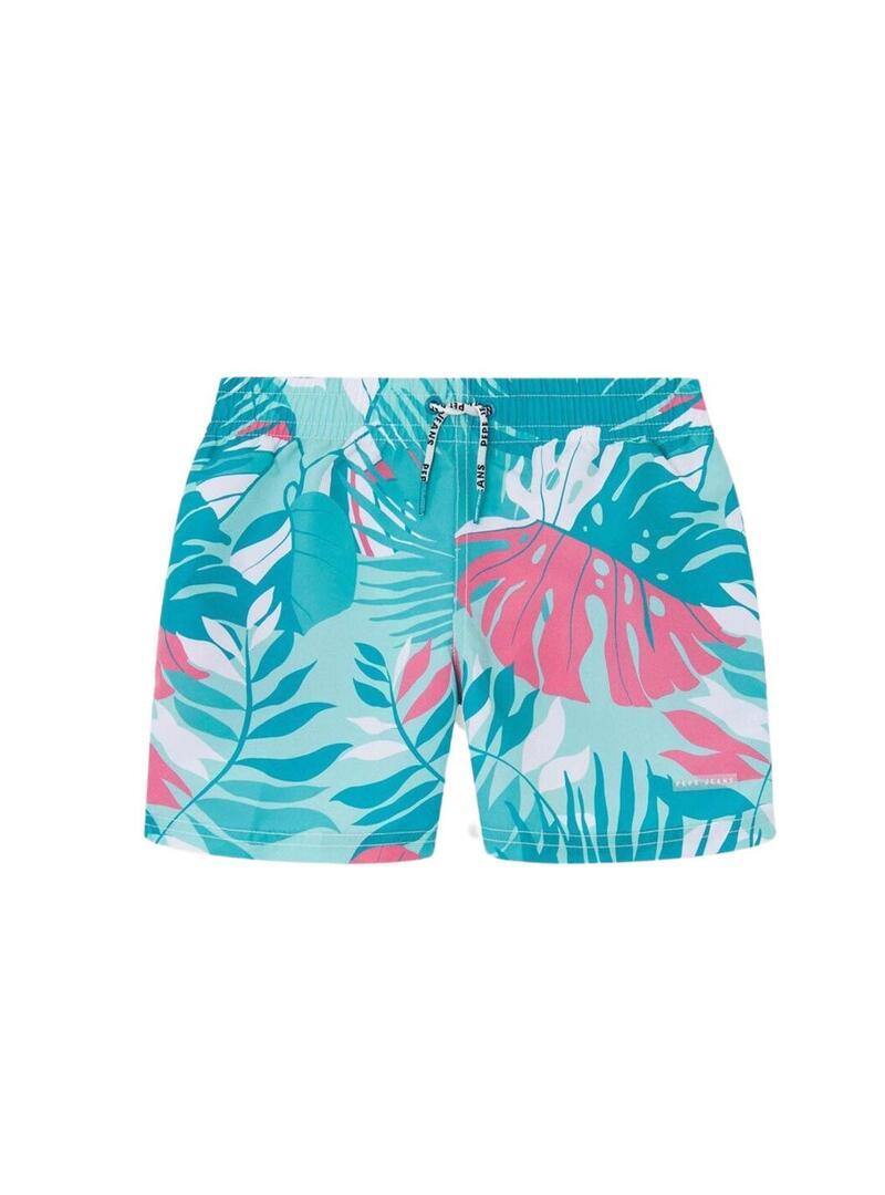 Costume da bagno Pepe Jeans Leaf tropicale turchese