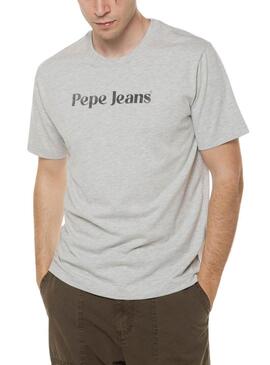 Maglietta Pepe Jeans Basic Grigia con Logo sul Petto