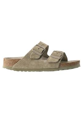 Sandali Birkenstock Arizona narrow fit soft verde per donna.