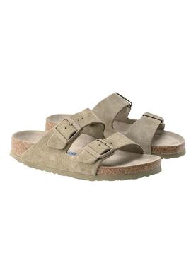 Sandali Birkenstock Arizona narrow fit soft verde per donna.