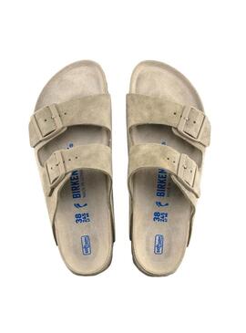 Sandali Birkenstock Arizona narrow fit soft verde per donna.