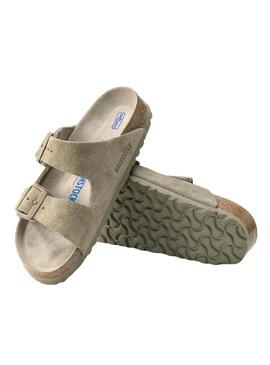 Sandali Birkenstock Arizona narrow fit soft verde per donna.