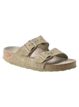 Sandali Birkenstock Arizona narrow fit soft verde per donna.