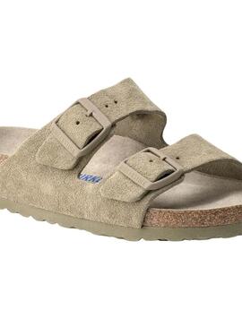 Sandali Birkenstock Arizona narrow fit soft verde per donna.