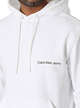 Felpa Calvin Klein Jeans Institutional Hoodie Bianco