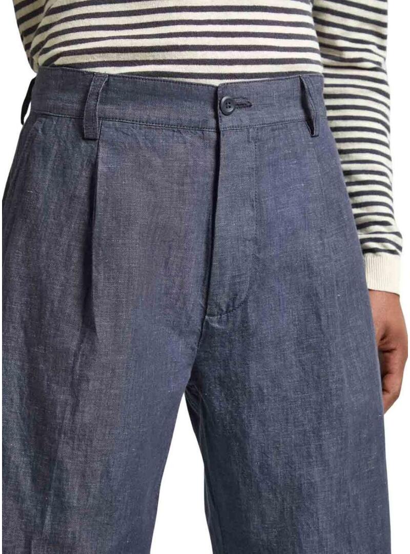 Pantaloni Pepe Jeans piegati blu per uomo