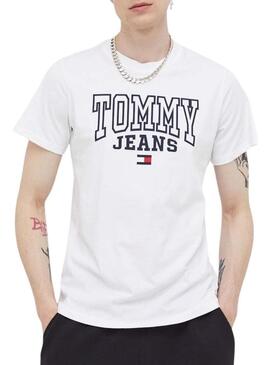 T-Shirt Tommy Jeans Entry Bianco per Uomo