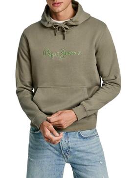 Felpa Pepe Jeans New Joe Hoodie verde per uomo