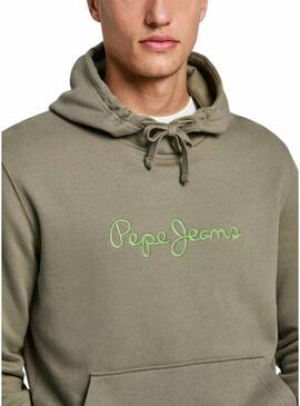 Felpa Pepe Jeans New Joe Hoodie verde per uomo