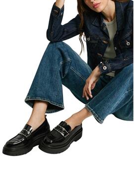 Mocassini Pepe Jeans Queen neri per donna.