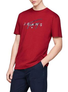 Maglietta Tommy Jeans Signature Twist rossa per uomo