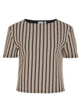 Top Vila Vihella jacquard beige per donna