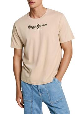 Maglietta Pepe Jeans Eggo beige per uomo