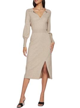 Abito Vila Vicomfy in maglia midi beige per donna