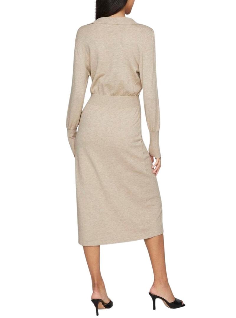 Abito Vila Vicomfy in maglia midi beige per donna