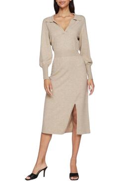 Abito Vila Vicomfy in maglia midi beige per donna