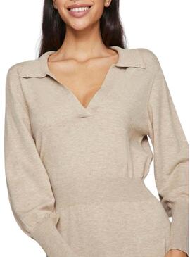 Abito Vila Vicomfy in maglia midi beige per donna