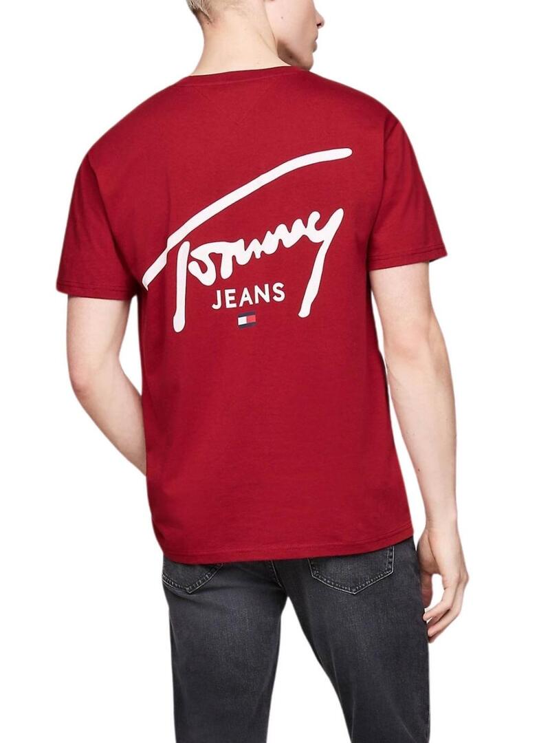 Maglietta Tommy Jeans Signature logo granata per uomo