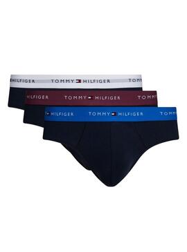 Pacco di 3 mutande Tommy Hilfiger slip con elasticità in vita multicolore