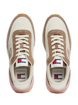 Scarpe da ginnastica Tommy Jeans Tech Runner Essential beige per donne