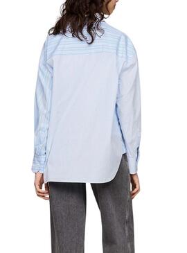 Camicia oversize a righe blu Tommy Jeans per donna