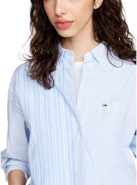 Camicia oversize a righe blu Tommy Jeans per donna