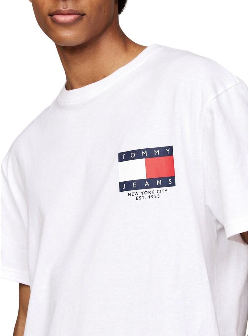 Maglietta Tommy Jeans Logo Flag bianca per uomo