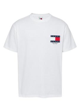 Maglietta Tommy Jeans Logo Flag bianca per uomo