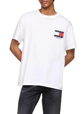 Maglietta Tommy Jeans Logo Flag bianca per uomo