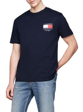 Maglietta Tommy Jeans Logo Flag blu navy per uomo