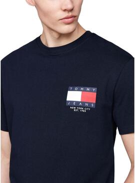 Maglietta Tommy Jeans Logo Flag blu navy per uomo