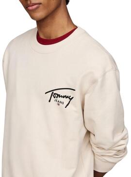 Felpa Tommy Jeans Entry Graphic beige per uomo