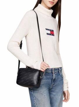 Borsa Tommy Jeans Essential Must Camera Print nera per donna