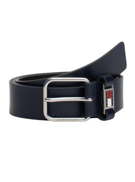 Cintura Tommy Hilfiger Scanton in pelle blu navy per uomo.